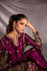 Plum Elegance – Embroidered Formal Suit
